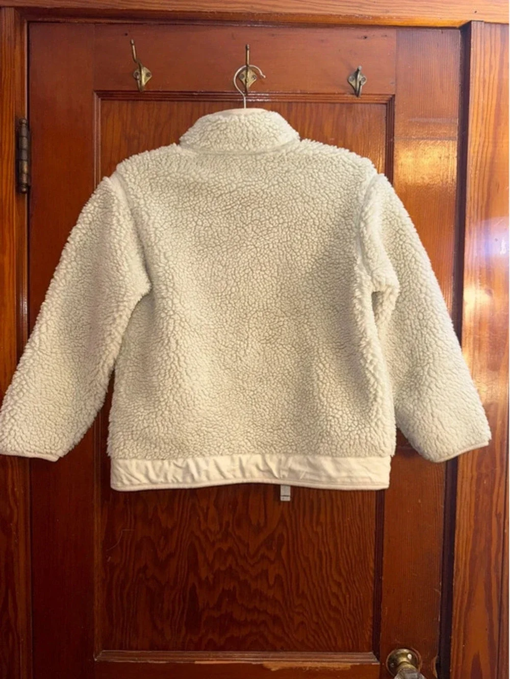 Gap Kids Outdoor Sherpa Fleece Jacket Small Cream Blue Full Zip